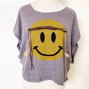 The Classic Purple Crop Top With Happy Face Sz L